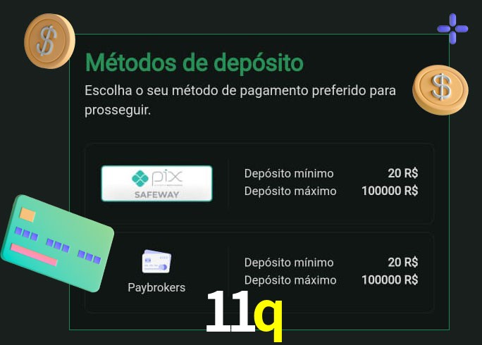 O cassino 11q oferece uma grande variedade de métodos de pagamento